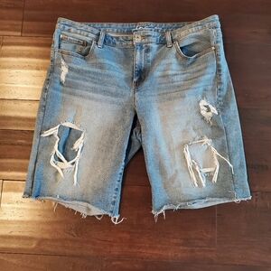 Women's INC Distressed Denim Shorts - Light Blue
